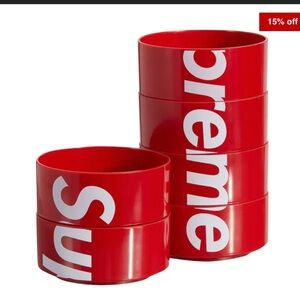 Supreme Red Stackable Heller Bowls with White Logo